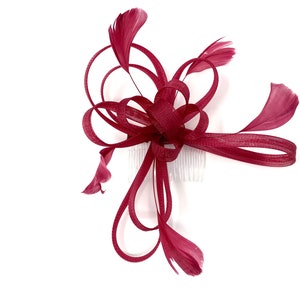 Burgundy / Dark Red Feather Fascinator