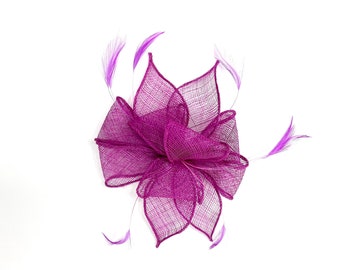 Magenta Pink / Purple Feather Fascinator Hair Clip