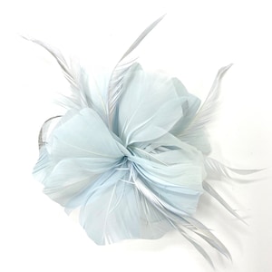 Pale Blue Feather Fascinator Hair Clip