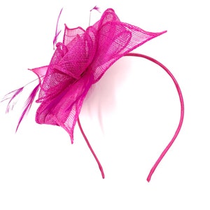 Fuchsia Pink Feather Fascinator Hair Clip Ladies Day Races Wedding image 3
