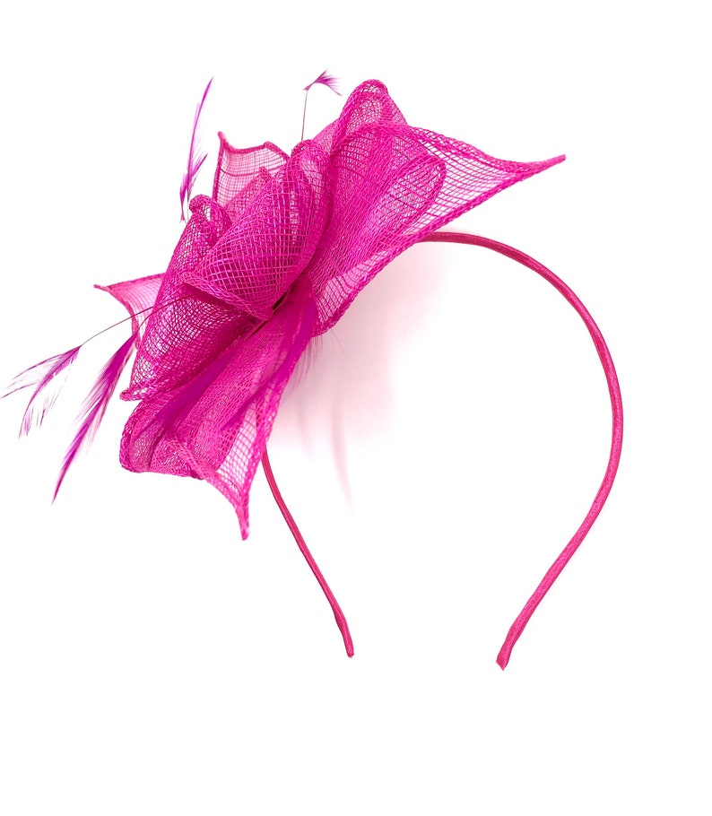 Fuchsia Pink Feather Fascinator Hair Clip Ladies Day Races Wedding image 3