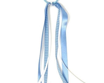Light Blue Hair Bobble Hair Accessory Hair Tie School Accessory Gingham Hair bobble