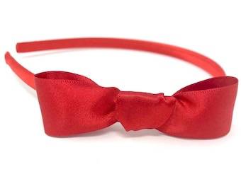 Red Satin Bow Hairband