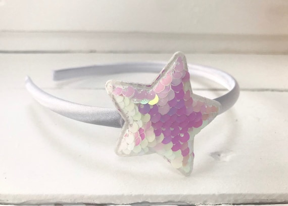 White Star Headband White Sequin Star Hairband - Etsy display picture 3
