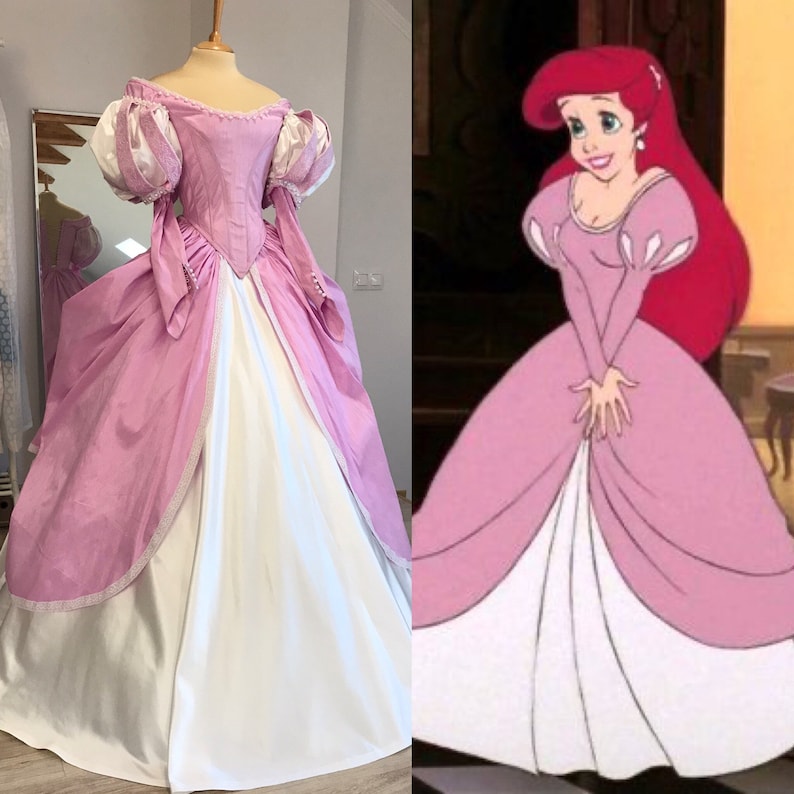Ariel pink dress disney princess cosplay adult costume Etsy
