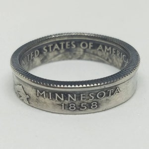 Silver Minnesota State Quarter Coin Ring