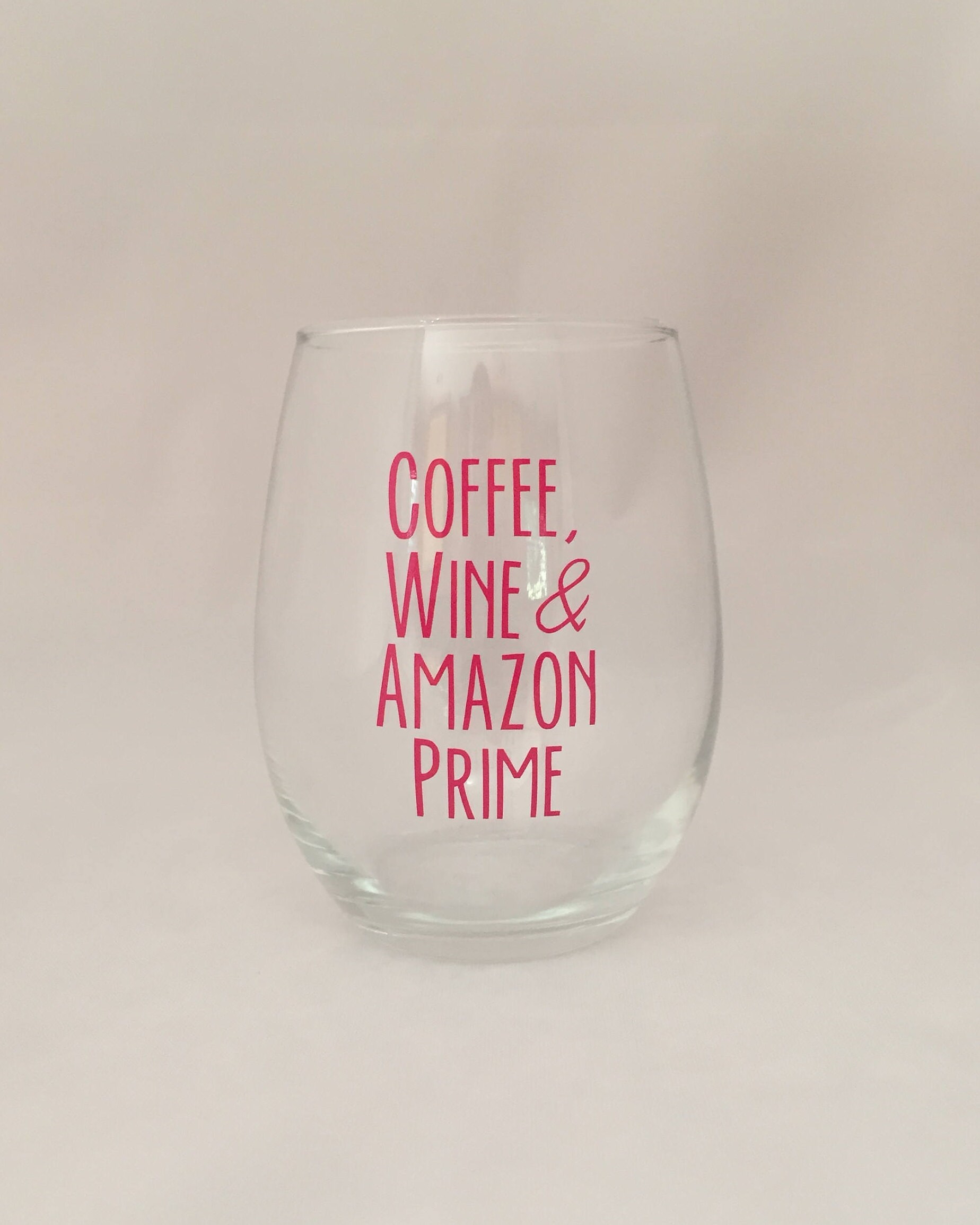 Coffee Wine and Amazon Prime Stemless Wine Glass Etsy