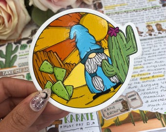 Cactus - Wild West - Desert Vinyl Sticker.Gonk, Gnome - Journal Planner Laptop Sticker (021)