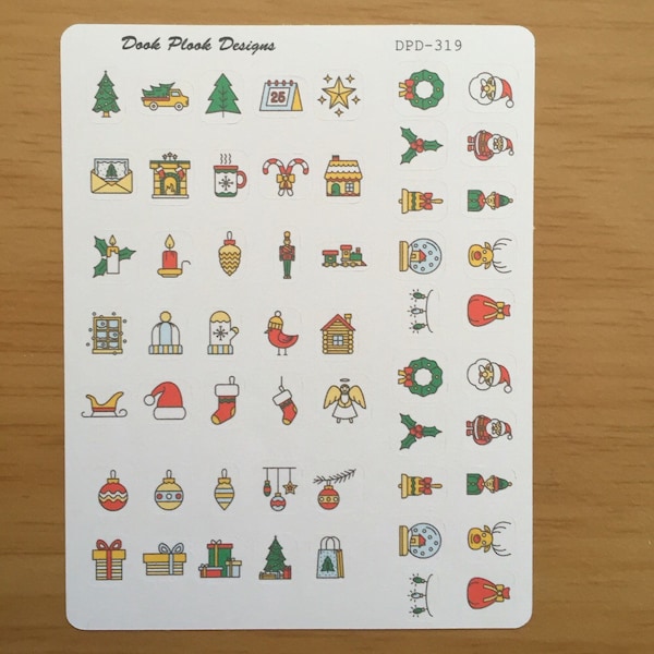 Small Christmas icon stickers for various planners, Happy Planner, Travellers Notebook etc (DPD319)