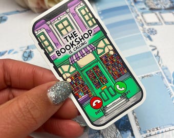The Bookshop is calling - Reader gift - Vinyl Sticker  - Journal Planner kindle Sticker (0108)