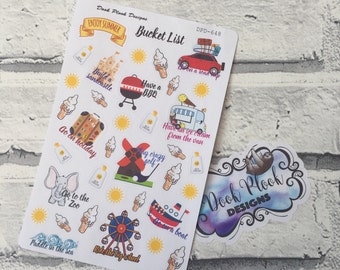 Zomer bucketlist stickers voor Erin Condren, Plum Paper, Filofax, Kikki K (DPD648)