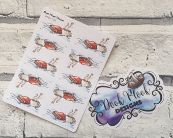 Coffee and a book stickers for various planners, Happy Planner, Passion Planner etc (DPD736)