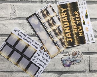 January (can change month) happy new year Monthly View Kit for the Erin Condren Planners