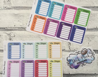 Weekly step counting stickers for Erin Condren, Plum Paper, Filofax, Kikki K (DPD219-220)