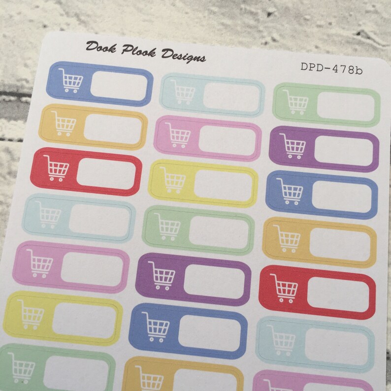 Small Trolley Sticker Shopping Trolley Stickers With Spend Box for Various Planners | Etsy
