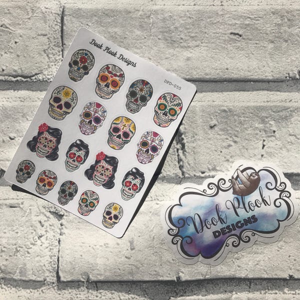 Sugar skull stickers for Erin Condren, Plum Paper, Filofax, Kikki K (DPD055)