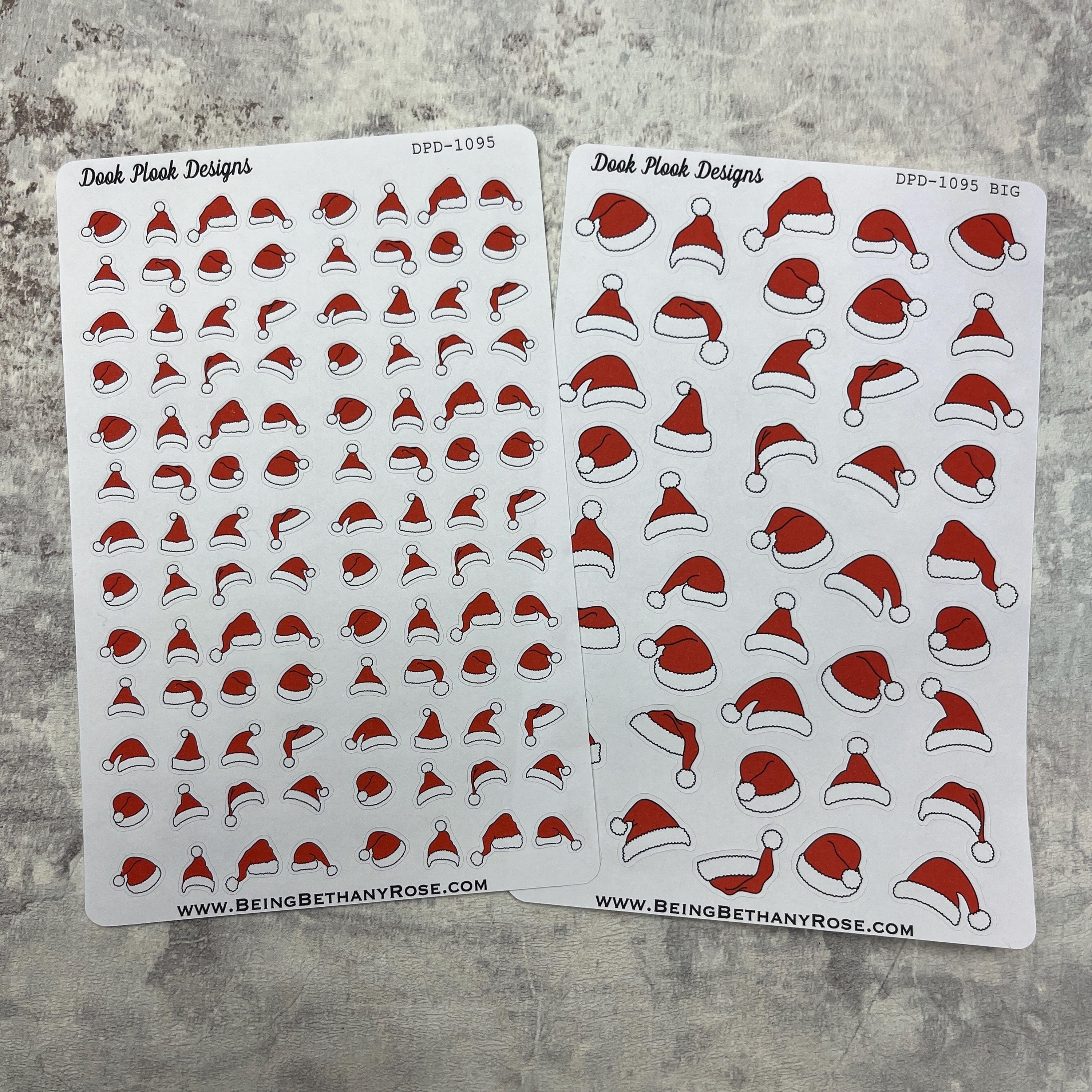 Adesivi Natalizi A Tema Cappello Di Babbo Natale - Confezione Da 500 Pezzi | Per Decorare Regali, Diari, Album E Feste | Diametro 3 Cm, Carta Adesiva