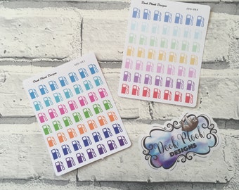 May include: A sheet of colorful gas pump stickers with the text "Dook Plook Designs" and the product code "DPD-043".