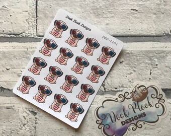 Cinema pug stickers for Erin Condren, Plum Paper, Filofax, Kikki K (DPD1201)