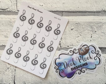 Music (treble clef) stickers for Erin Condren, Plum Paper, Filofax, Kikki K (DPD458)