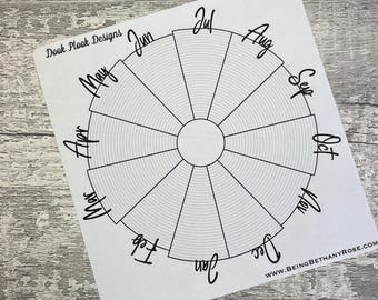 A year in pixels circle sticker for bullet journals, planners, etc (DPD3077)