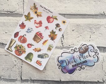 Water colour Autumn sticker set for Erin Condren, Plum Paper, Filofax, Kikki K (DPD838)