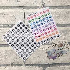 May include: Two sheets of stickers with a fork and knife icon in a circle. One sheet has black and white icons, the other has colorful icons. The sheets are labeled "Dook Plook Designs" and have product codes.