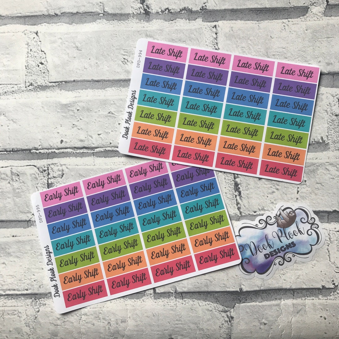 Late / Early Shift Stickers for Various Planners, Hobonichi, Passion ...