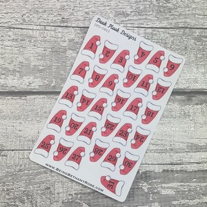 Grote kerstdatum / countdown Santa hoeden Journalling stickers voor verschillende planners, Happy Planner, Bullet Journal etc (2803)