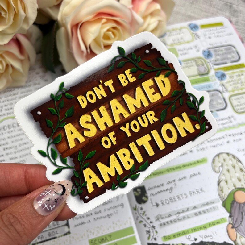 Ambition Sticker Motivational Quote Wooden Sign Vinyl Sticker - Ambition - Mental Health ...