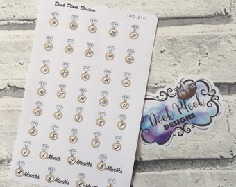 Wedding countdown stickers for various planners, Hobonichi, Travellers Notebook etc (DPD216)