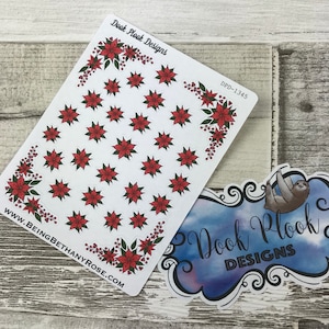 Poinsettia / Weihnachten Aufkleber für verschiedene Planer, Happy Planner, Reisende Notebook etc (DPD1345)