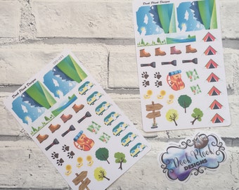 Camping stickers for various planners, Happy Planner, Passion Planner etc (DPD283-284)