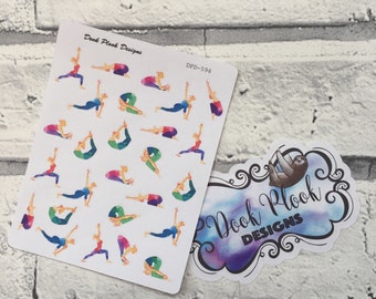 Water colour yoga stickers for Erin Condren, Plum Paper, Filofax, Kikki K (DPD596)