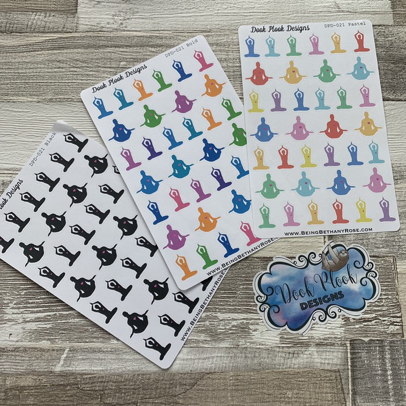 Yoga stickers for various planners, Happy Planner, Passion Planner et…