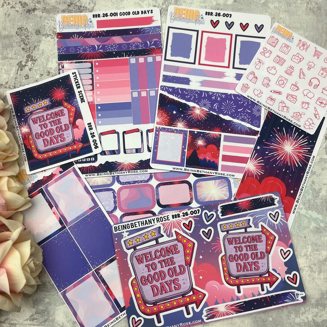 Years Sticker Bundle Gold Old Days - New Years Sticker Kit for Planners - Etsy