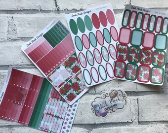 Poinsettia Ultimate Christmas Kit for Erin Condren, Plum Paper, Filofax, Kikki K, planner etc (KIT002)