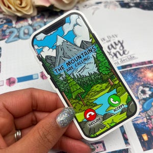 The Mountains are calling - Vinyl Sticker - Wanderlust - Laptop Vinyl - Planner Journal Sticker (109)