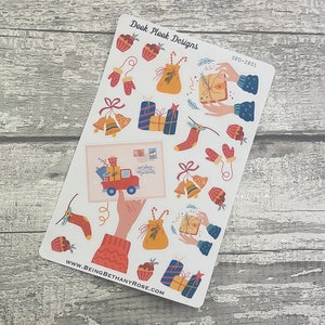 Grote kerst happy mail Journalling stickers voor diverse planners, Happy Planner, Bullet Journal etc (2801)