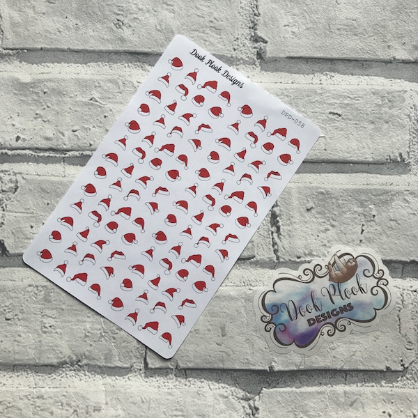 Small santa hat stickers for various planners, Happy Planner, Travellers Notebook etc (DPD1095)