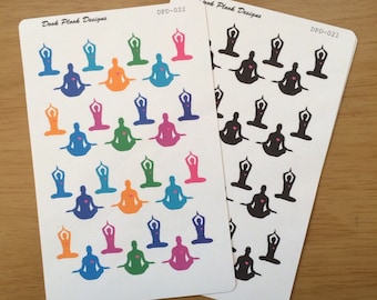 Yoga stickers for Erin Condren, Plum Paper, Filofax, Kikki K (DPD021-023)