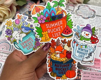The Seasons Bucket List Sticker - Spring, Summer Autumn Winter - Vinyl Sticker  - Journal Planner Sticker -  - Laptop Vinyl (0138)