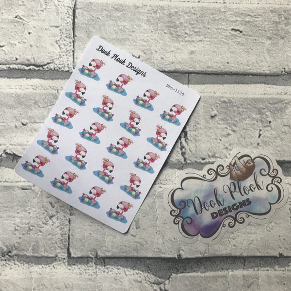 Swimming / Pool Day Frankie the Flamingo for various planners, Happy Planner, Passion Planner etc (DPD1130)