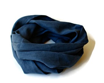 infinity scarf 100% linen - navy