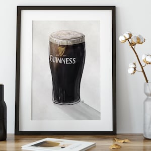 Pint of Guinness Irish Stout Watercolour Digital Art Print