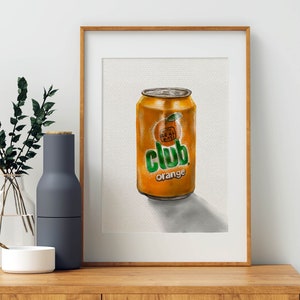 Club Orange Aquarell Illustration Digital Druck Irische Essen und Trinken