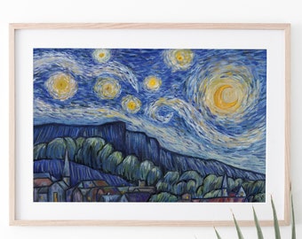 Starry Night Over North Belfast Northern Ireland Digital Painting Artwork Print