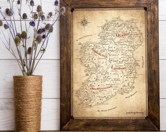 Ireland Map Fantasy Style Map of Ireland Irish Language Gaelic Ulster Leinster Connaught Munster