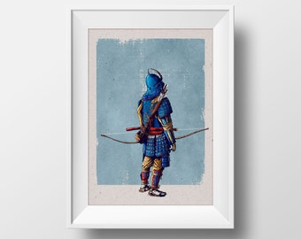 Samurai Archer A4 Print Artwork Japan Japanese Bushido Warrior Sword Katana Armour