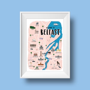 Beltz Béal Feirste Illustrierte Landkarte Nordirland Maps Vereinigtes Königreich Artwork Maps